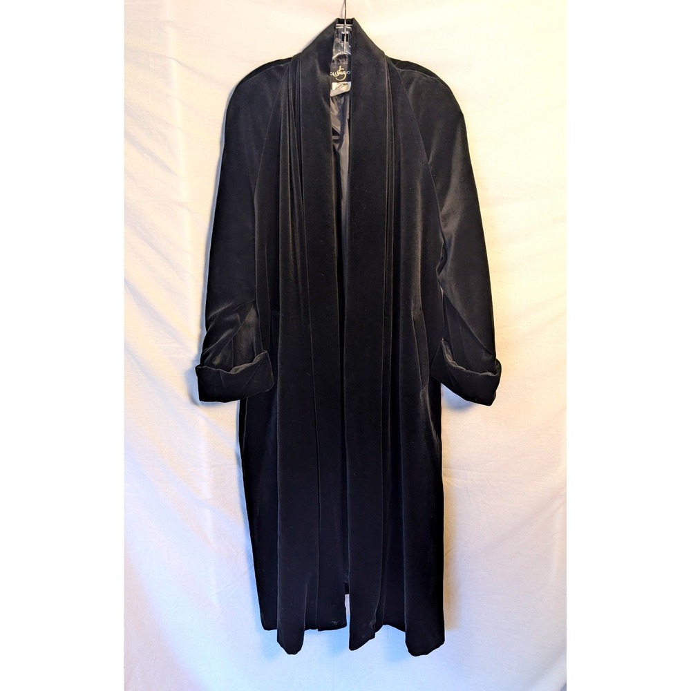 Vintage JS Collections Black Velvet Maxi Opera Coat L Elegant Glamour Whimsigoth